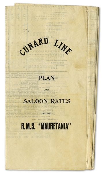Cunard Line's RMS Mauretania Deck Plans & Rates From 1912 -- One of the Famed 19th Century Ocean Liners